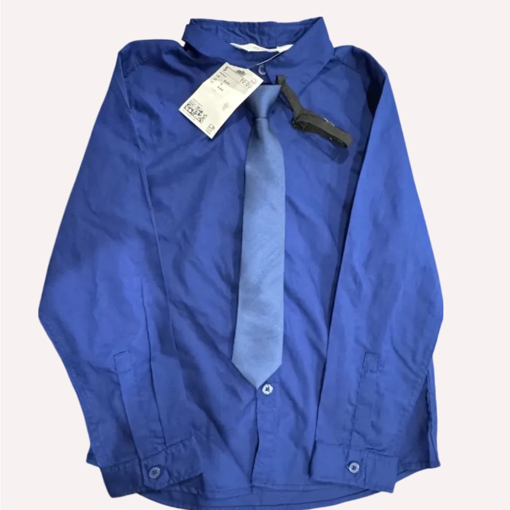 H&M Blue Button Down Shirt Classic Cotton Blend for Boys